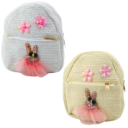 Kinderrucksack Besticktes Kaninchen im Kleid Blumen 2,5L 20cm