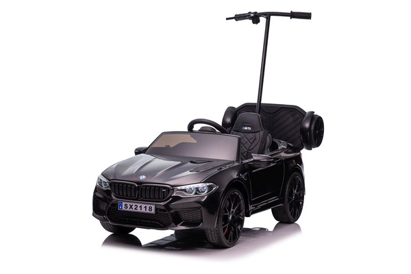 Battery-operated car BMW M5 with platform for parent, black lacquered