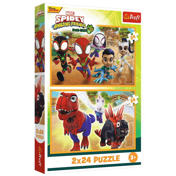 Puzzle 2x24 Spinne und Dinosaurier Trefl 34432