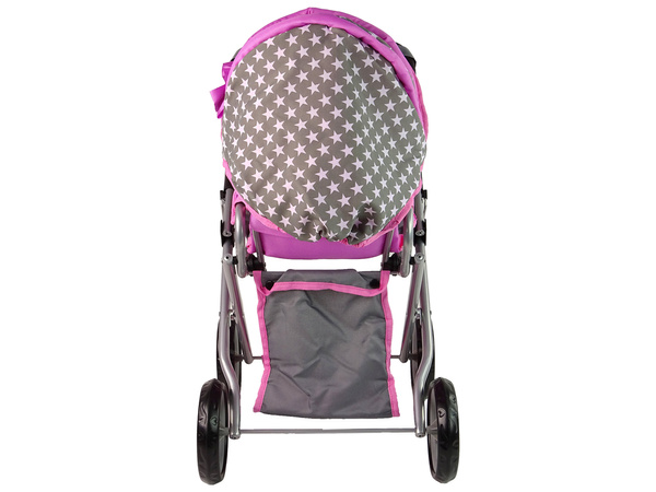 2-in-1-Kinderwagen mit Tasche Grau Rosa Sterne