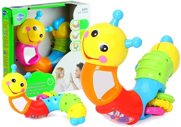 Lovely Worm Rattle Teether Safe Mirror Educational Toy