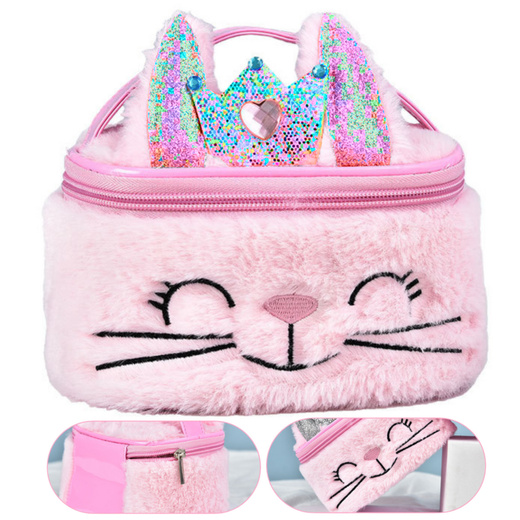 Plush Children's Cosmetic Bag Bunny Glitter Pink 20cm