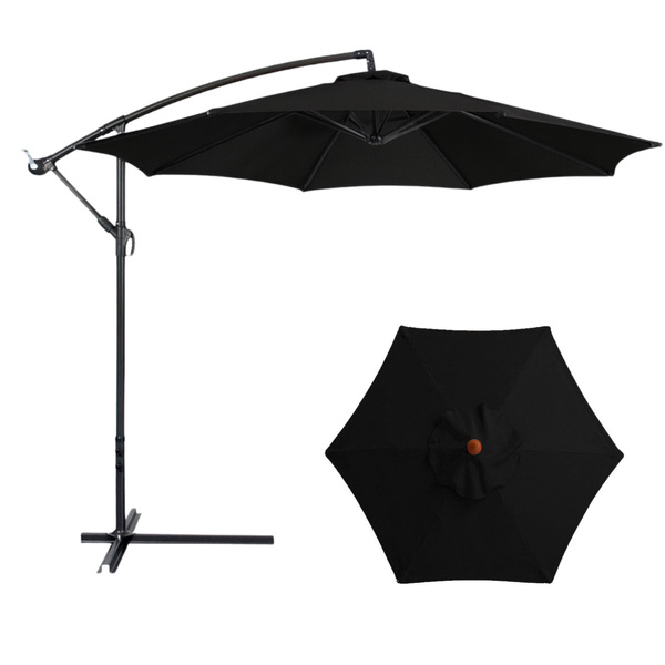 Parasol Ogrodowy Boczny Z Regulacją Pochyłu Pokrowiec 350 x 250cm Czarny