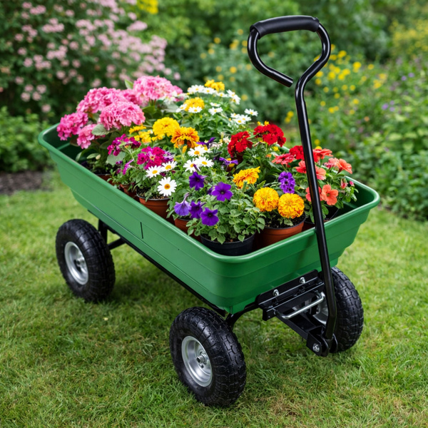 Garden Transport Cart Removable Tilting Tray Green 120 kg