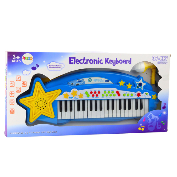 Large Electronic Keyboard for Kids 37 Keys MP3 Microphone Blue