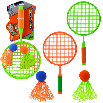 Badmintonschläger-Set: 2 Schläger, 2 große Federbälle und ein Ball