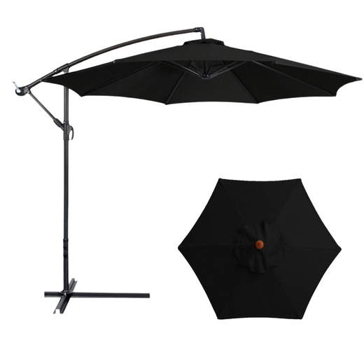 Parasol Ogrodowy Boczny Z Regulacją Pochyłu Pokrowiec 350 x 250cm Czarny