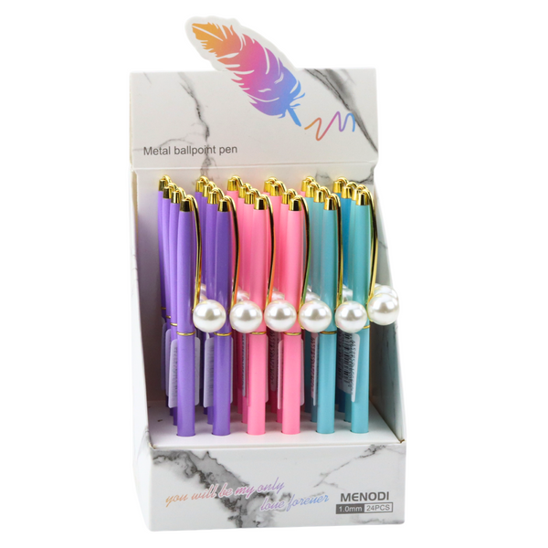 Metall-Kugelschreiber, automatisch, perlmuttblaue Tinte, 1,0 mm, Mix