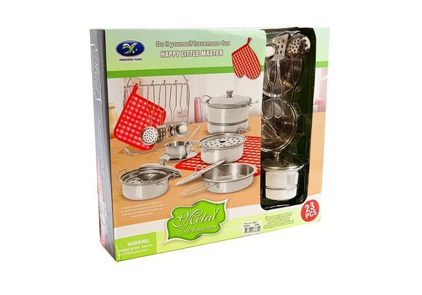 Set of Stainless Steel Pots for Children 23 elements