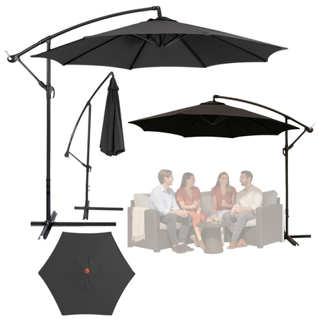 Side Garden Umbrella with Adjustable Tilt Cover 350 x 250cm Anthracite