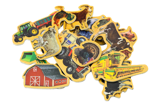 Set Holzmagnete, Heimtiere, Landmaschinen, 20 Stück