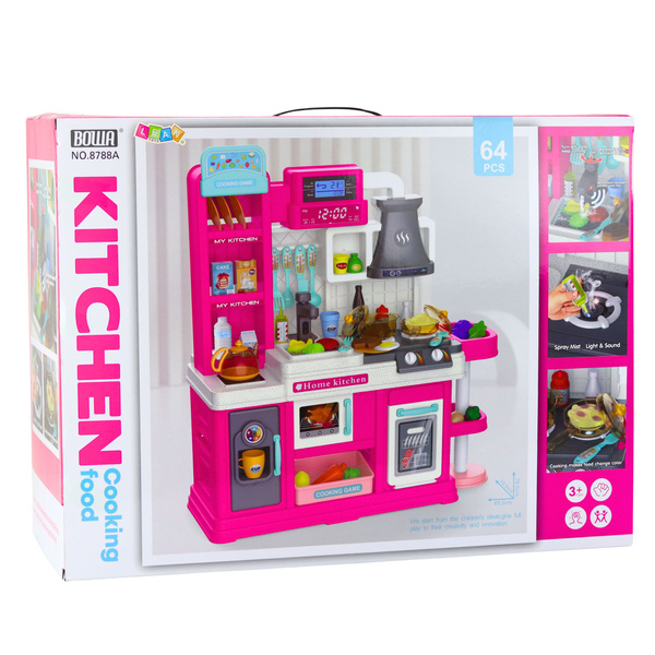 Children's Kitchen Water Cycle Color Changing Food Steam Pink 64 pcs.