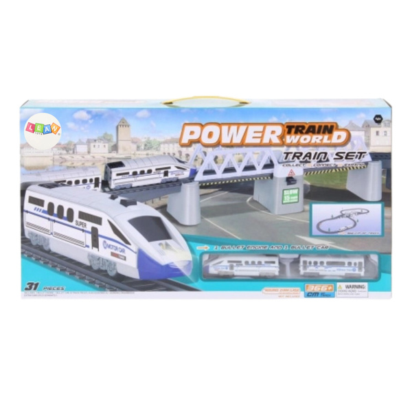 Set elektrischer Zug, Zuggleise, Zugbrücke, 366 cm