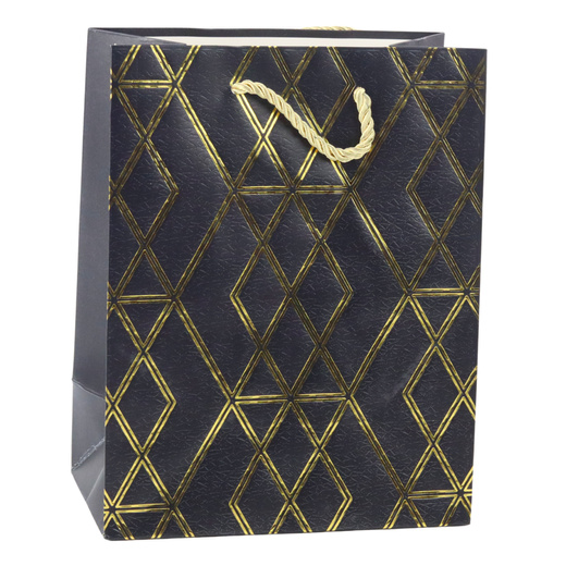 Elegante Geschenktüte aus Papier mit goldenen Mustern, 23 x 18 x 10,5 cm