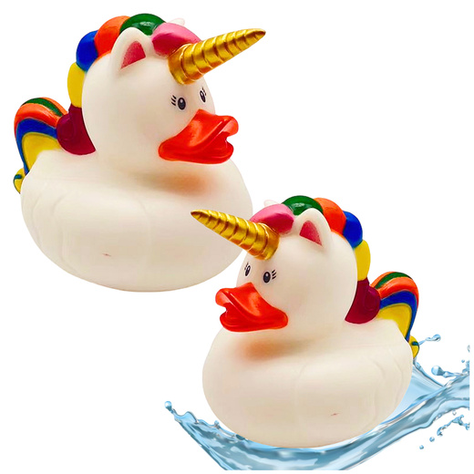 Duck Unicorn Bath Toy Rainbow Mane Tail White