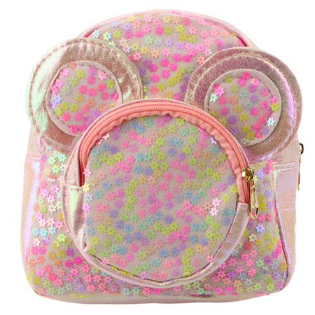 Kinderrucksack mit Pailletten Mausohren Rosa 22cm 3L