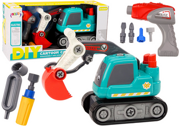Cartoon Crawler Excavator For Turning DIY Turquoise