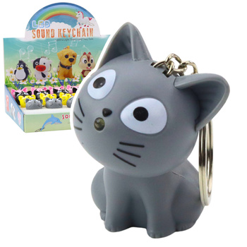 Backpack Keychain Kitten LED Flashlight Sounds Gray