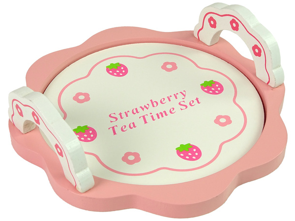 Hölzernes Teeset Rosa Blumen Krug Tablett