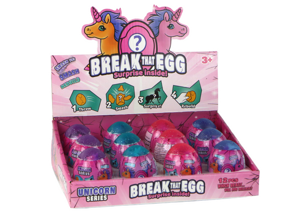 Magic Cracking Einhorn-Ei in Schale, 4 Farben, 6 cm
