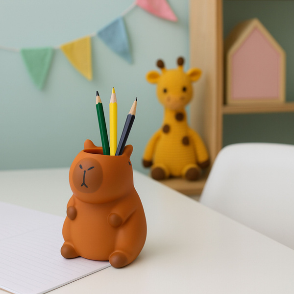 Capybara Stiftehalter-Figur, braun, 10 x 7 cm