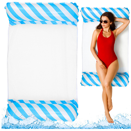 Inflatable Water Hammock Mattress Deckchair White and Blue 120x70cm