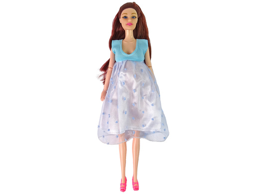 Pregnant Mom Baby Doll Opening Belly Blue Dress 30 cm