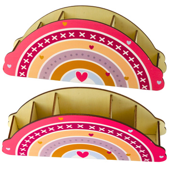 Schreibtisch-Organizer aus Holz für Kinder, Regenbogen-Pink