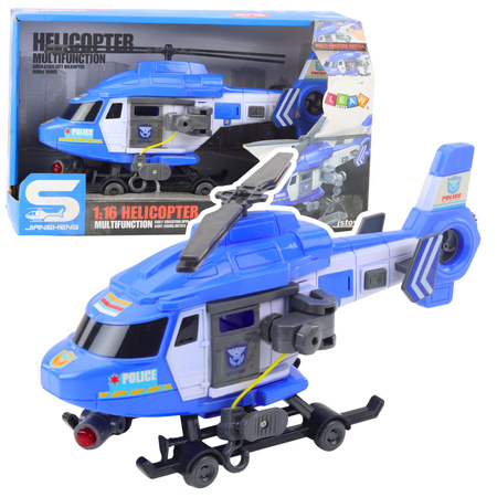 Police Helicopter Hook Stretcher Lights Sounds Blue 1:16