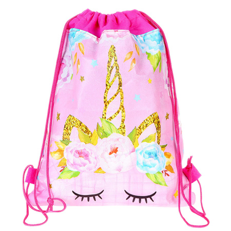 Schulschuhbeutel Gymnastik Einhorn Blumen Rosa 35x27cm
