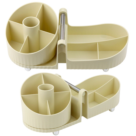 Cosmetics Organizer Office Accessories Handle Beige