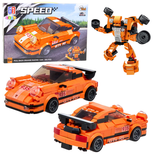 Construction Blocks Car Robot 2in1 Orange Drive 354 pcs.