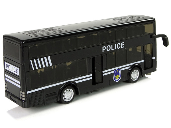 Schwarzer Doppeldecker-Polizeibus mit Pull Down Sound
