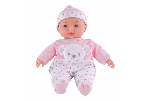Baby Doll Pink Pajamas with Teddy Bear Hat Sounds