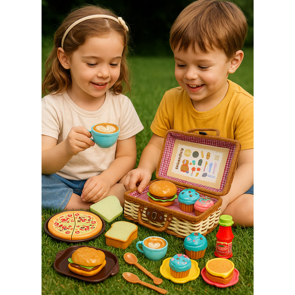 Picknickkorb-Set, geflochtenes Essgeschirr, 33-teilig.