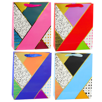 Geschenktüte aus Papier mit geometrischen Mustern, 32 x 26 x 12 cm