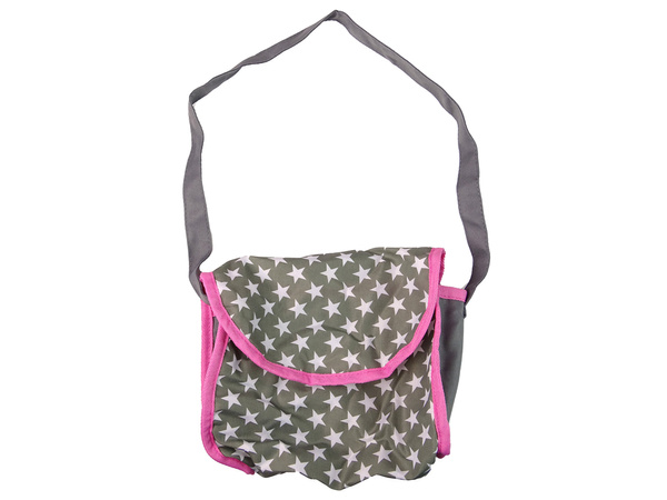 2-in-1-Kinderwagen mit Tasche Grau Rosa Sterne