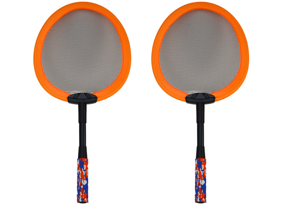 Set mit 2 Badmintonschlägern, 2 Badmintonbällen, Orange