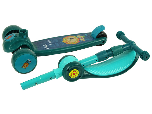 Three-wheeled balance scooter Saddle Green Music Diodes Lion