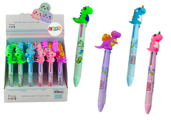 Mehrfarbiger Schiebestift, 3 Farben, Dinosaurier