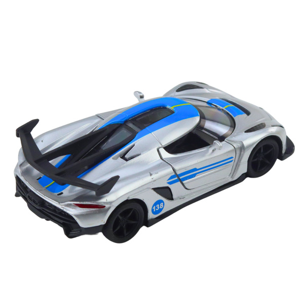 Sports Car Metal Race Drive Opening Doors Silver 1:32