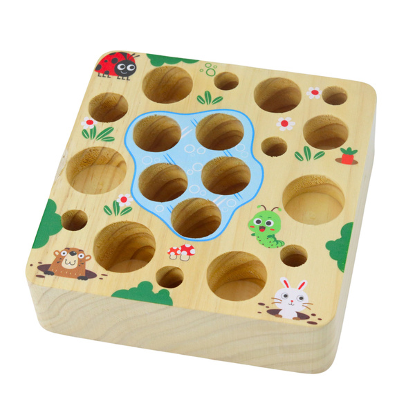 Karotten-Erdwurm-Stabmagnetspiel aus Holz