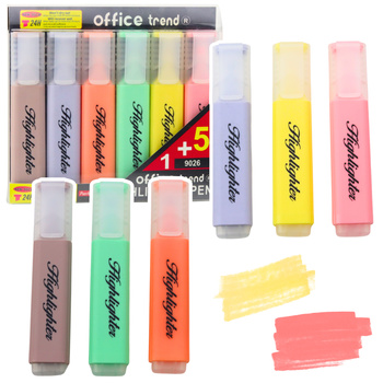 Set of Highlighters Note Markers Pastel Colors 6pcs
