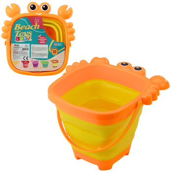 Collapsible Silicone Beach Crab Bucket Orange