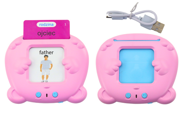 Tablet für Lernkarten zum Lernen von Polnisch und Englisch mit 224 Wörtern in Rosa