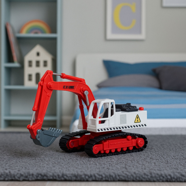 Metal Crawler Excavator with Movable Swivel Bucket, Cabin, Lights, Sounds