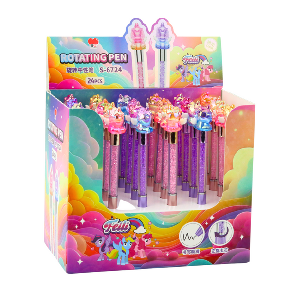 Gelstift mit Einhornfigur, farbige schwarze Tintenmischung