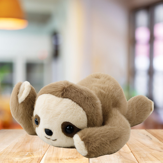 Plüsch-Maskottchen Kuscheltier Liegendes Faultier Beige 30cm