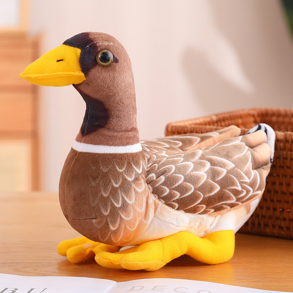 Plüsch Maskottchen Kuscheltier Ente Braun Gelb 28cm