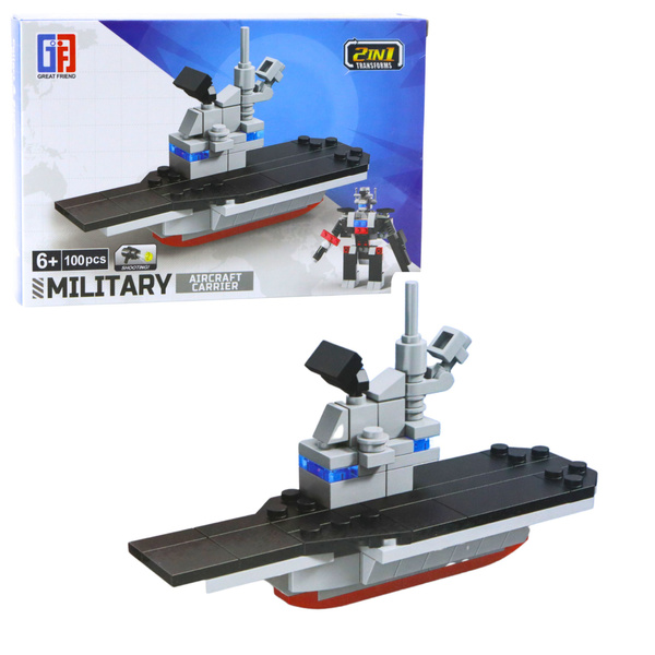 2-in-1 Construction Bricks Military Vehicles Transport Robot